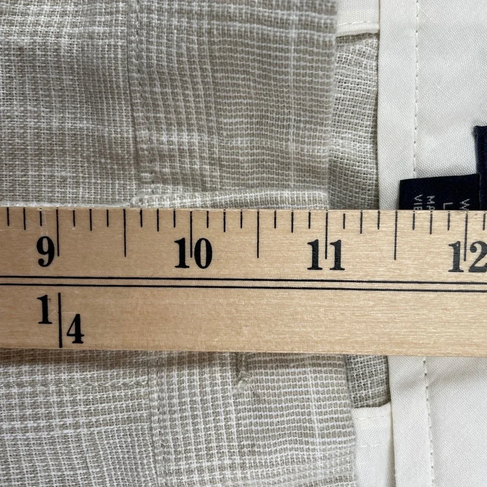 J.Crew Pants Mens 35x32 Beige Glen Plaid Straight Fit Linen Cotton Trousers